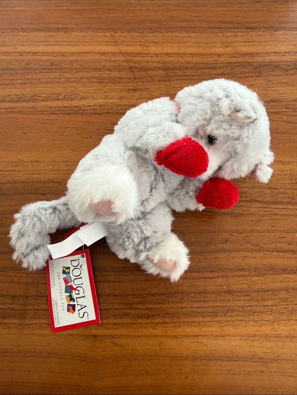 Douglas Cuddle Toys Gray Kitten Red Mittens Lil' Baby Plush Stuffed Animal 6"